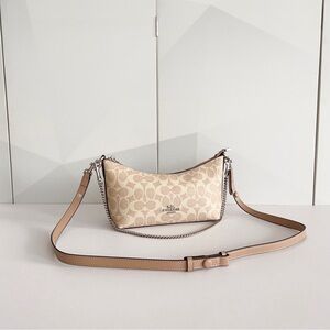 Coach Chain Bag White Brown Shoulder Crossbody Chic
